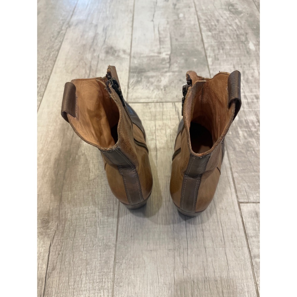 Oak Tree Farms Two Tone Brown Leather Western Ankle Boots Artisan Crafted Size 8 - Picture 4 of 8